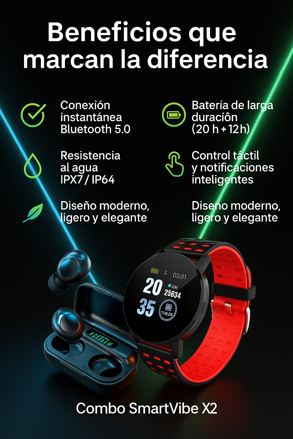 COMBO AUDIFONO Y RELOJ