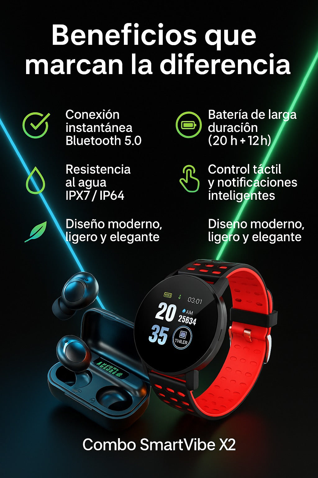 COMBO AUDIFONO Y RELOJ