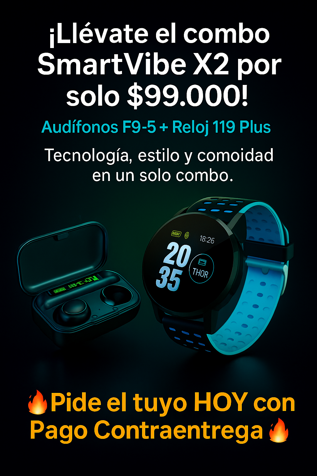 COMBO AUDIFONO Y RELOJ