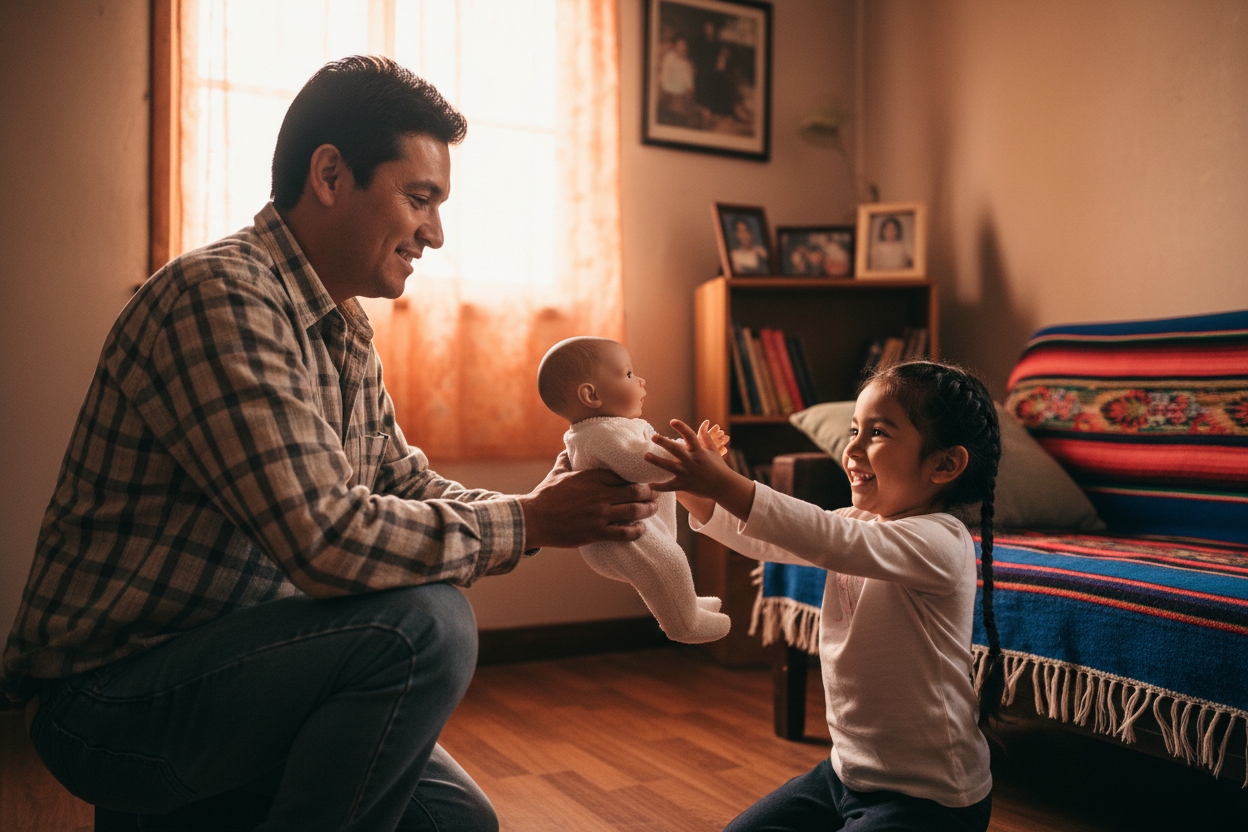PAPA LATINO DE BAJOS RECURSOS REGALANDOLE MUÑECA REALISTA A SU HIJA 